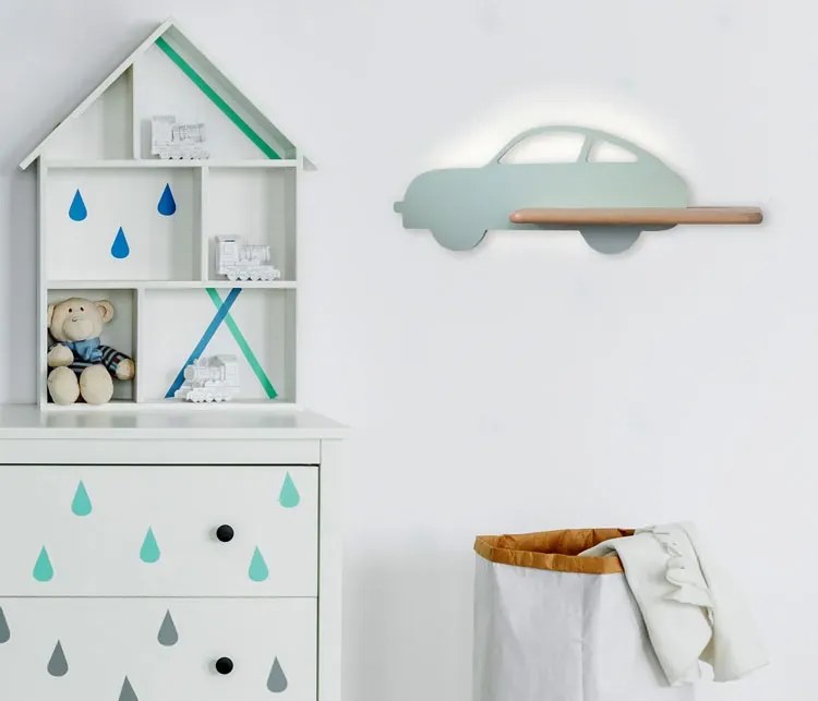 Kinkiet w kształcie auta dla chłopca miętowy Z8-B04