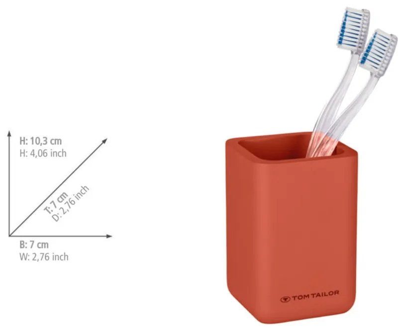Pomarańczowy kubek na szczoteczki do zębów z żywicy polimerowej Tom Tailor T-Rounded – Wenko