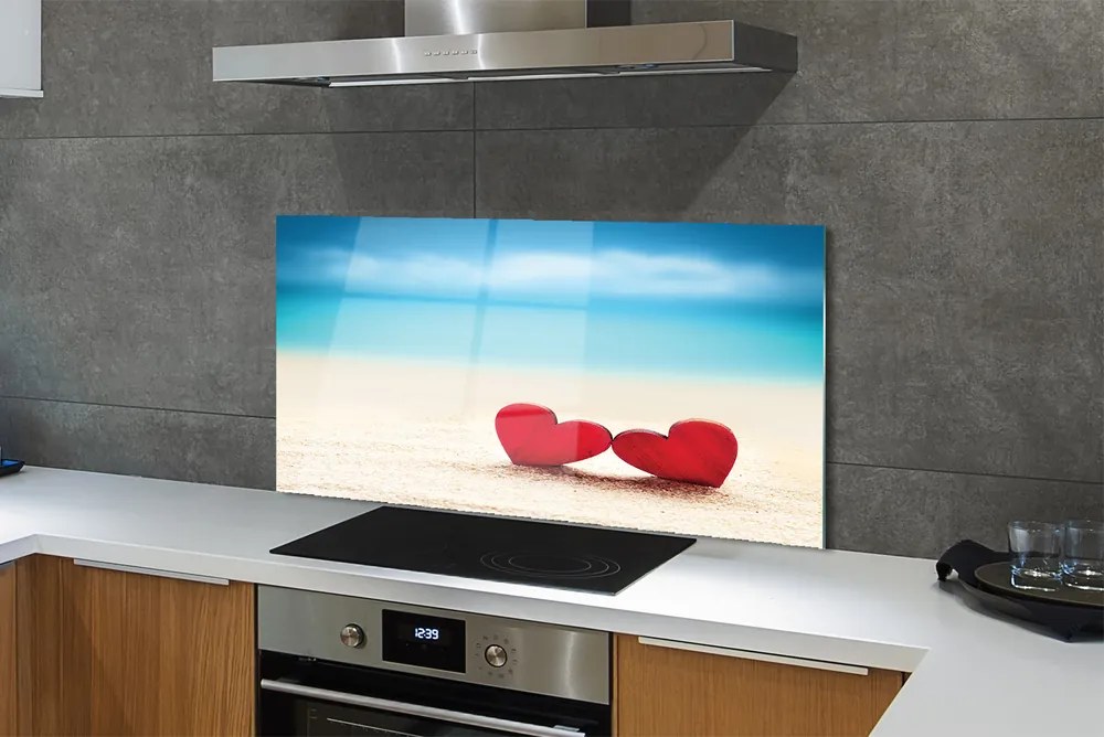 Szklany Panel Serca na Piasku nad Morzem