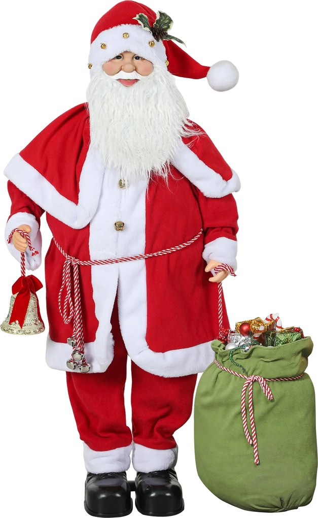 HOMCOM Figurka Świętego Mikołaja, ruchoma, z czujnikiem dźwięku, śmiech &amp; muzyka, 140 cm, Czerwony