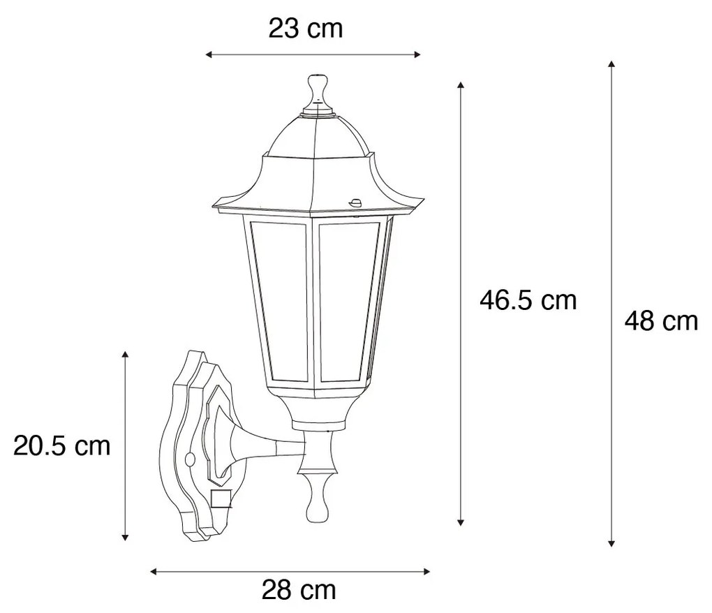 Zewnętrzna latarnia ścienna ciemnozielona z czujnikiem ruchu IP44 - Nowy Orlean up