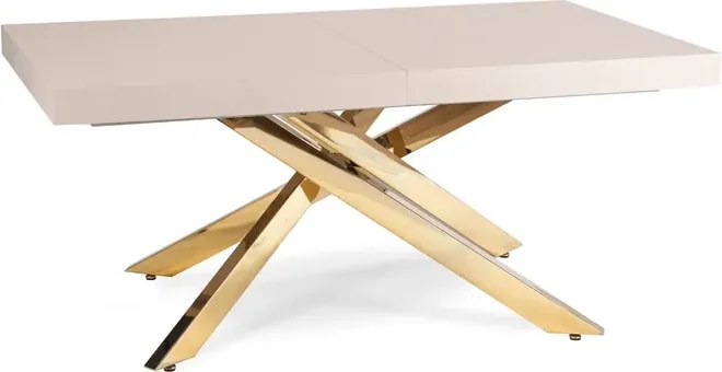 Stół Prostokątny Rozkładany HAMPTON 160-240 cm Kaszmir/Złoty do Jadalni Glamour