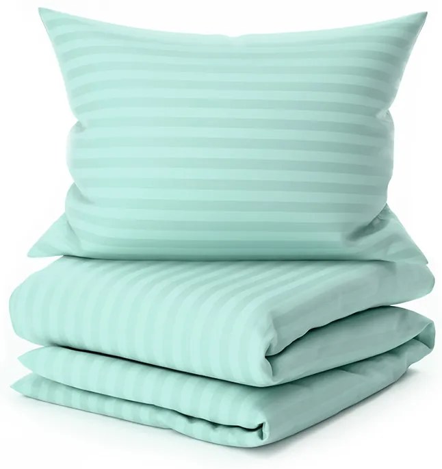 PrzytulneMieszkanie.pl PrzytulneMieszkanie.pl Hotelowa pościel z mikrofibry JASMINE miętowa - pasek 2 cm, hotelowa kieszeń Rozmiar pościeli: 2 szt 70 x 90 cm | 200 x 220 cm