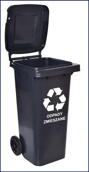 Czarny kosz na śmieci 120L R0-N98