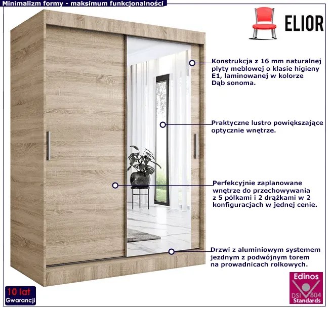 Szafa przesuwna dąb sonoma 150 cm H9-A35