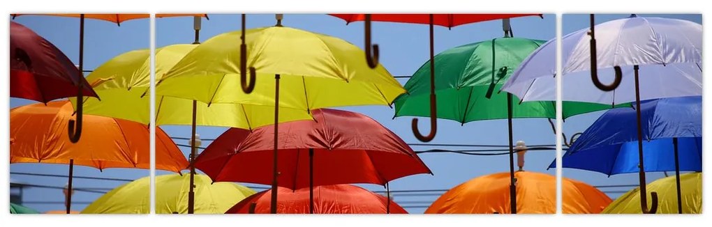 Obraz kolorowych parasoli (170x50 cm)