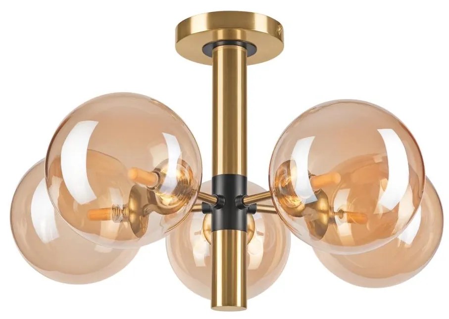 Żyrandol na drążku ROLLO 5xG9/5W/230V złoty/dym beżowy