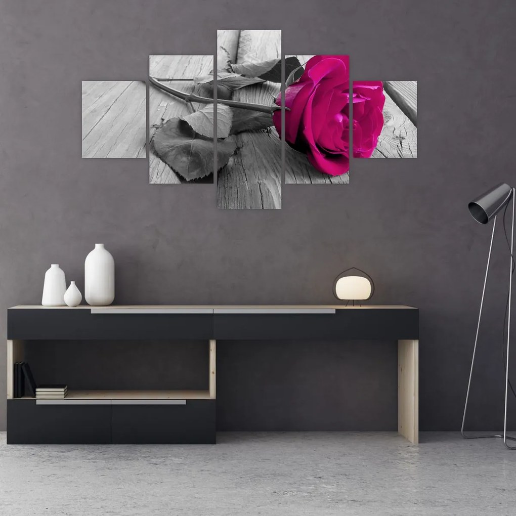 Obraz - Różowa róża (125x70 cm)