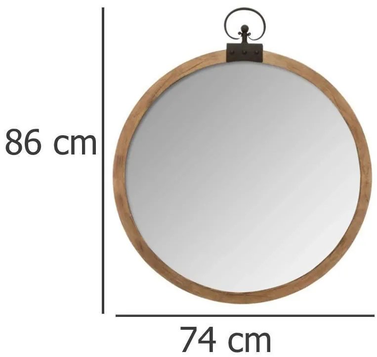 Lustro ścienne, okrągłe, dekoracyjne w oprawie MDF, Ø 74 cm