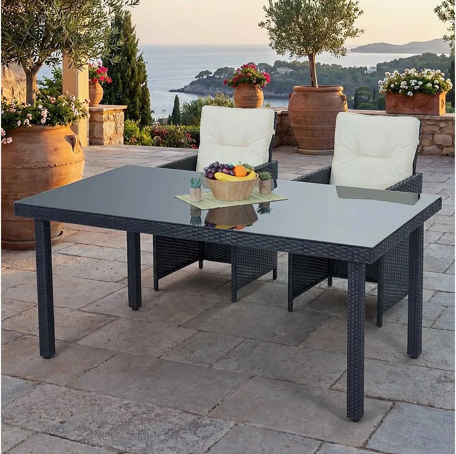 Stół ogrodowy z polyratanu Chieti,  antracytowy