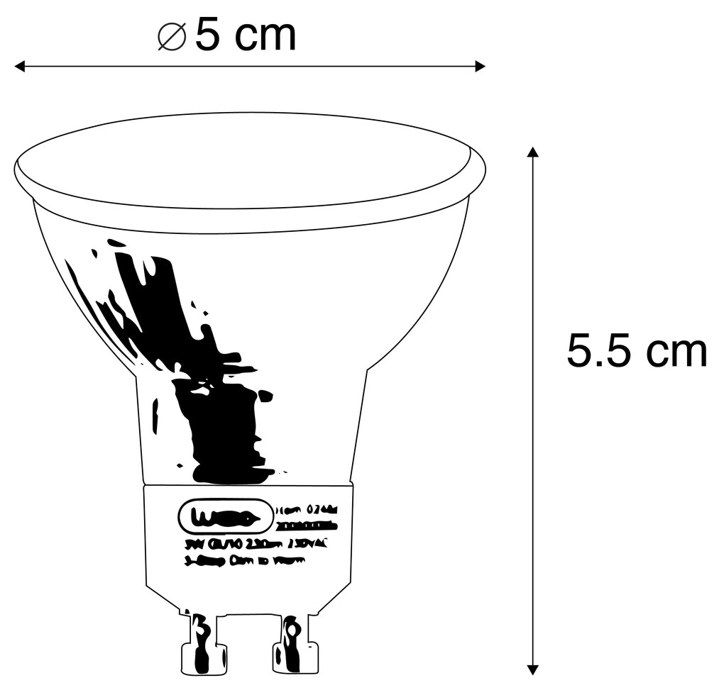 Zestaw 5 żarówek LED GU10 z 3-stopniowym ściemnianiem w Kelvinach 3W 180lm 2000K-2700K