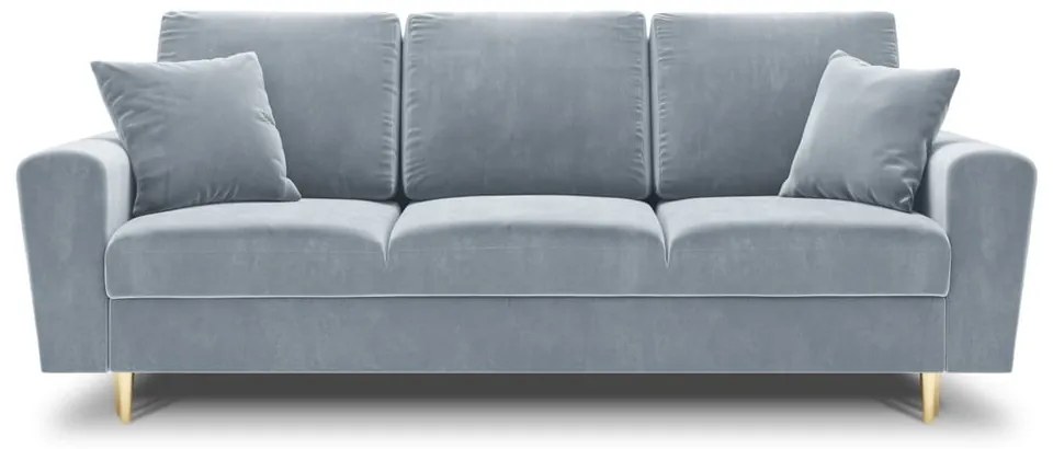 Jasnoniebieska aksamitna rozkładana/ze schowkiem sofa 235 cm Kyoto – Cosmopolitan Design