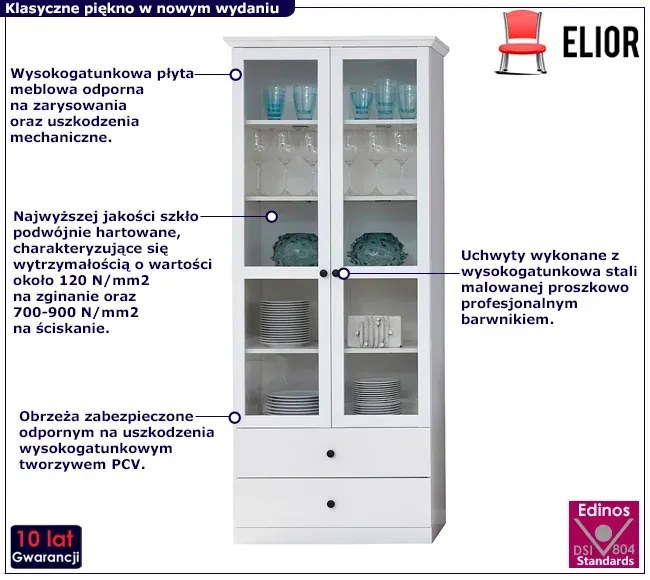 Wysoka biała witryna w stylu skandynawskim F2-K48