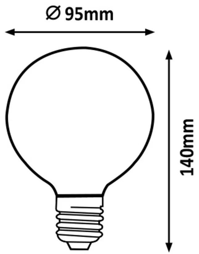 Rabalux Żarówka dekoracyjna LED filament ze skręcocym żarnikiem, bursztynowy, E27, G95, 4 W, 350 lm