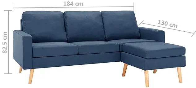3-osobowa niebieska sofa z podnóżkiem - Muria 4Q