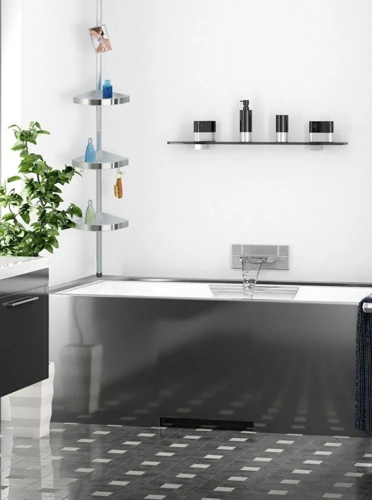 Półka łazienkowa narożna Premium Edge, 3 poziomy, lusterko, teleskopowa, WENKO