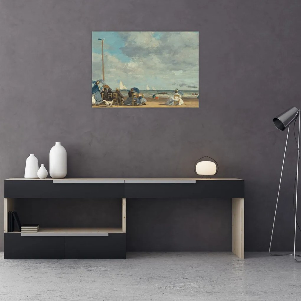 Obraz - Eugène Boudin, Beach  at Trouville, reprodukcje (70x50 cm)