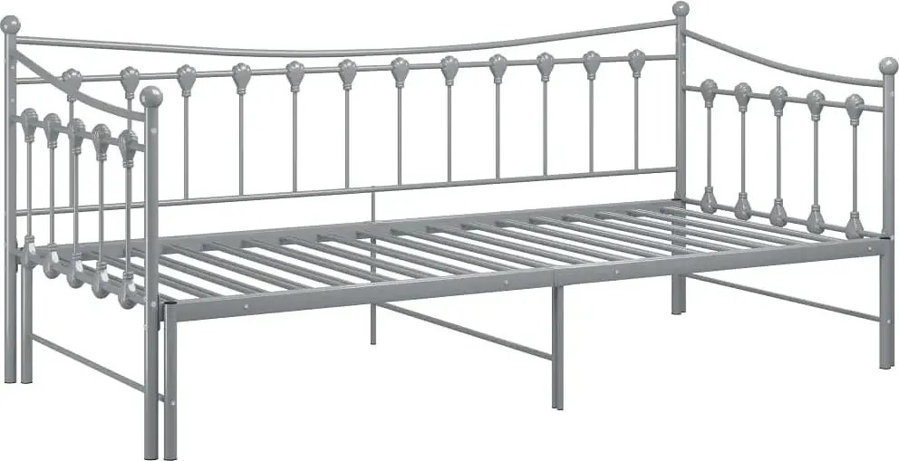 Szare rozkładane łóżko metalowe 90x200 cm H1-N77