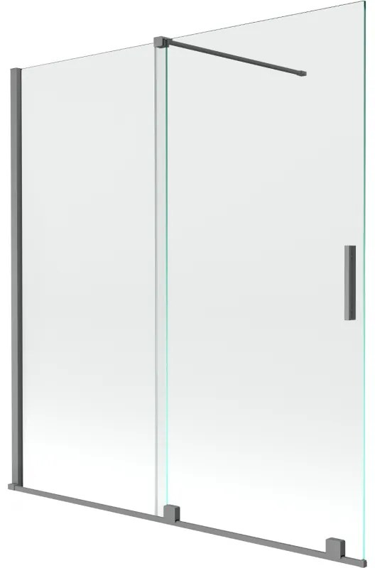Mexen Velar parawan nawannowy 2-skrzydłowy rozsuwany 150 x 150 cm, transparent, gun metal - 896-150-000-01-95