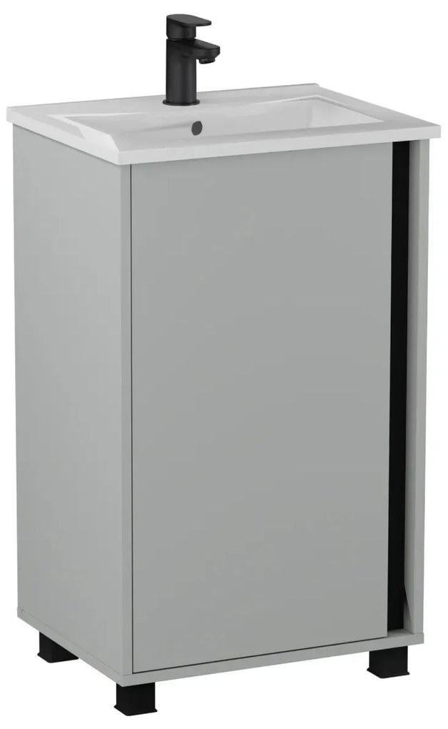 Zestaw Szafka z umywalką FOX 49 cm chinchilla szara/czarna KROFAM