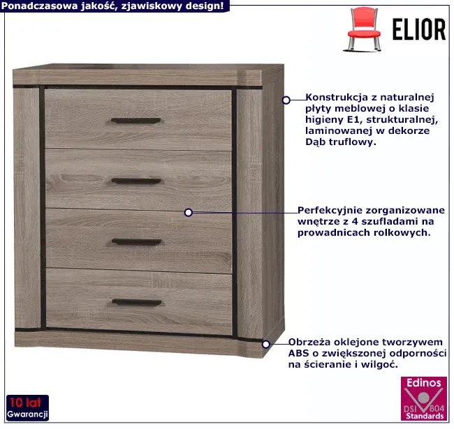 Komoda z szufladami dąb truflowy - Rectano 6X