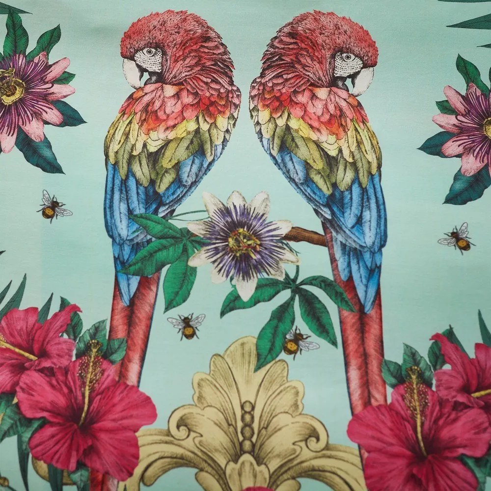 Zielono-niebieska pościel dwuosobowa z satyny bawełnianej 200x200 cm Paradise Parrot – Matthew Williamson