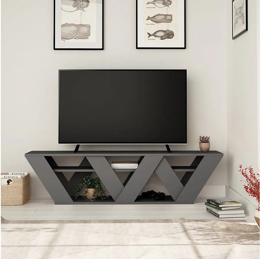 Nowoczesny stolik pod TV – 158 cm – Antracyt – Płyta wiórowa pokryta melaminą