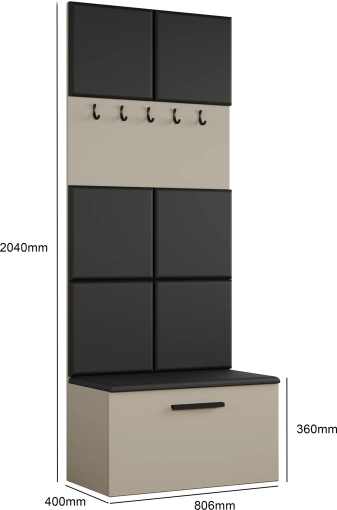 Masseno Garderoba MODULO 80,6/204/40 cm do Przedpokoju Nowoczesna Kaszmir