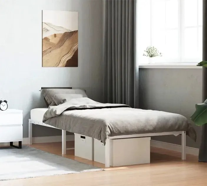 Białe loftowe łóżko z metalu 100x200 cm - Tresto