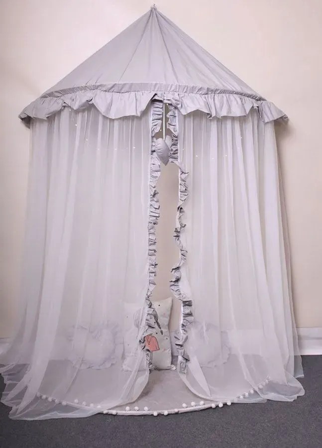 Biało - szary baldachim dla dziecka N7-W58