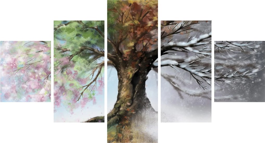 Obraz - Drzewo czterech pór roku (125x70 cm)