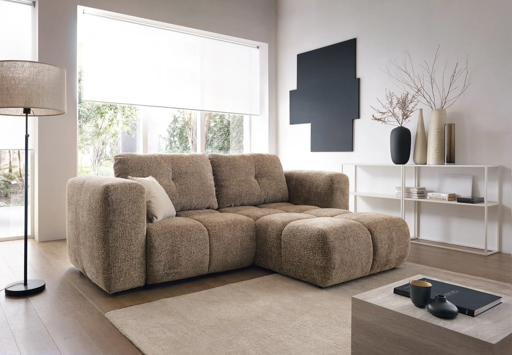 Masseno Narożnik ARTE z funkcją spania i pojemnikiem na pościel Narozniki L, Rozkładana sofa - Brązowy, BELLO 10