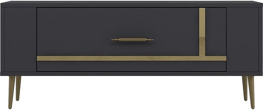 Stojak pod TV – 120 cm x 48,2 cm x 26,4 cm – Antracyt i złoto – Melamina