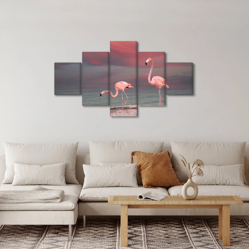 Obraz flamingów (125x70 cm)