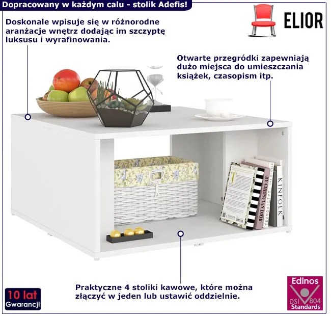 Zestaw 4 białych stolików kawowych - Mirela