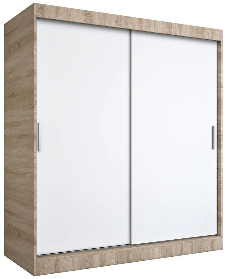 Szafa przesuwna 180 cm dąb sonoma + biały - Erco 5X