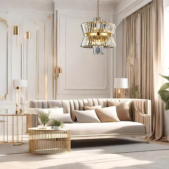 Złoty kryształowy żyrandol w stylu glamour - 5X S005 P4-S21