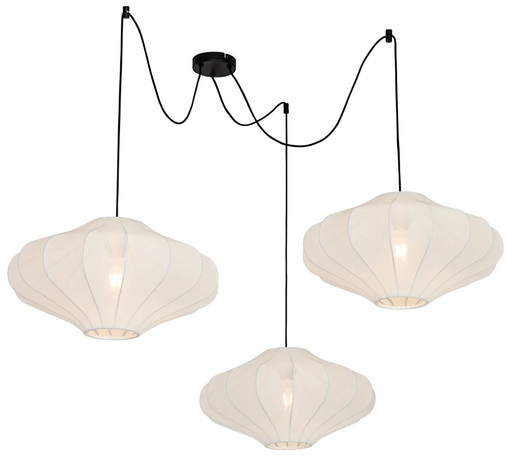 Designerska lampa wisząca biała 50 cm 3-światła - PluJapandi Oswietlenie wewnetrzne