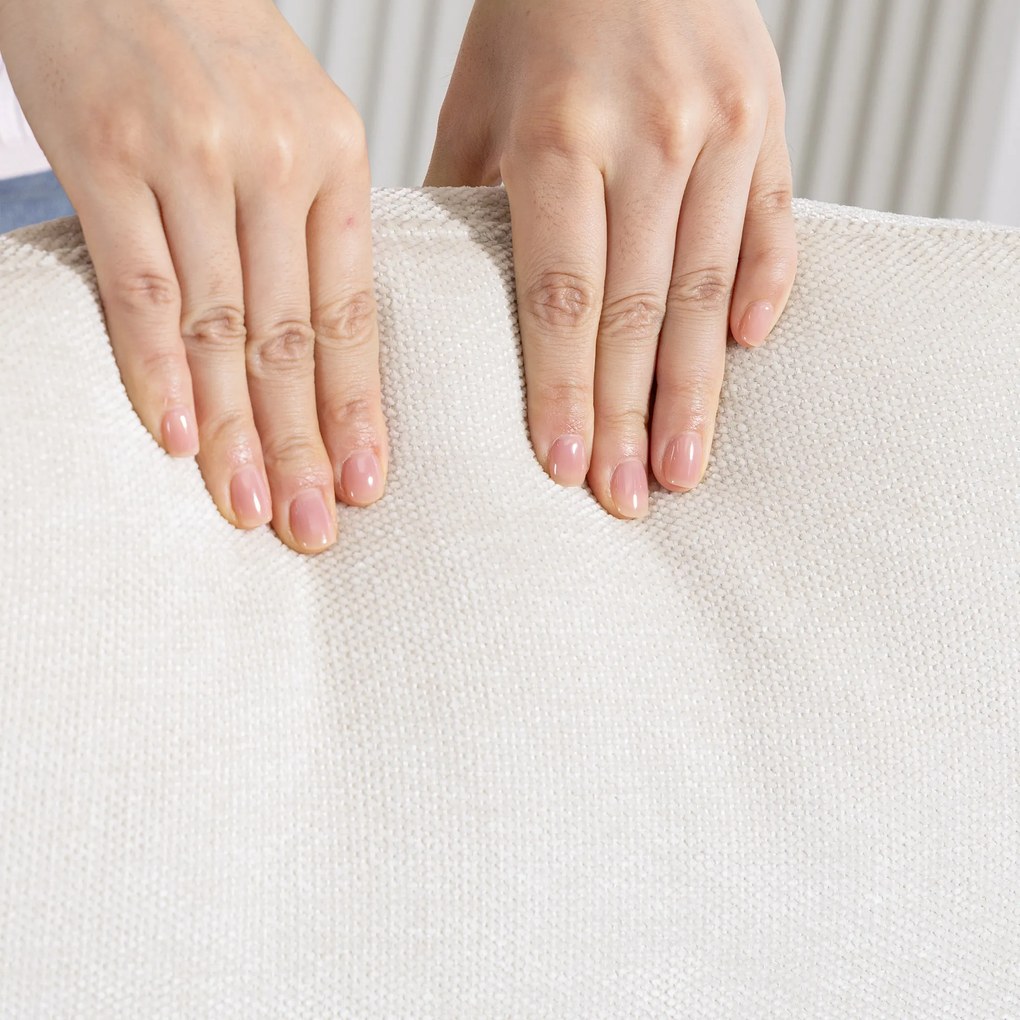 HOMCOM Tapicerowany fotel z podnóżkiem, fotel lounge z wysokim oparciem, metalowa podstawa, do salonu, sypialni, Beżowy | Aosom PL