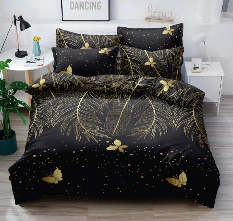 PrzytulneMieszkanie.pl PrzytulneMieszkanie.pl Pościel z mikrowłókna VISATA czarna Rozmiar pościeli: 2 szt 70 x 90 cm | 200 x 220 cm