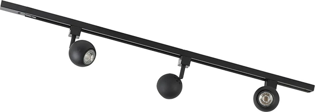 Nowoczesny system oświetlenia szynowego z 3 reflektorami czarny 1-fazowy - Iconic Gissi