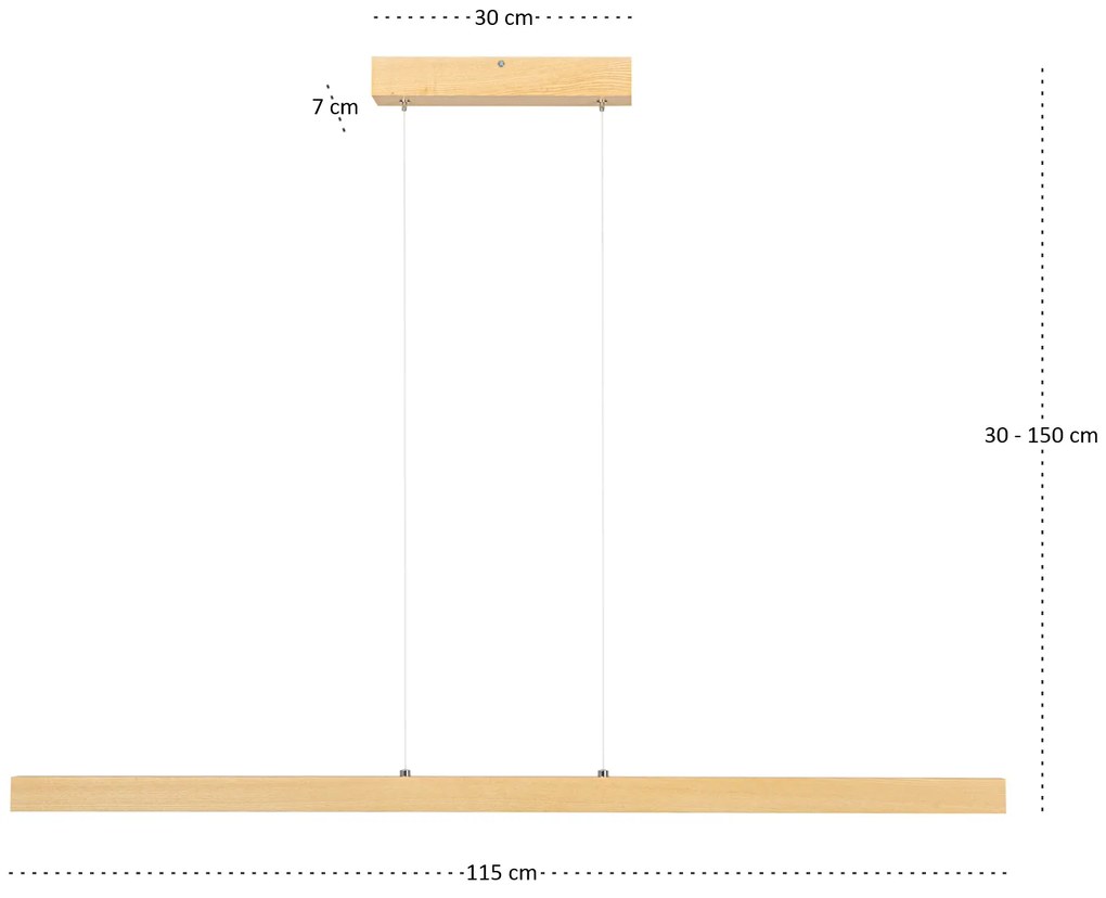Lampa wisząca LED 115 cm z drewna jesionowego L115KB-4K-ESCHE wymienny