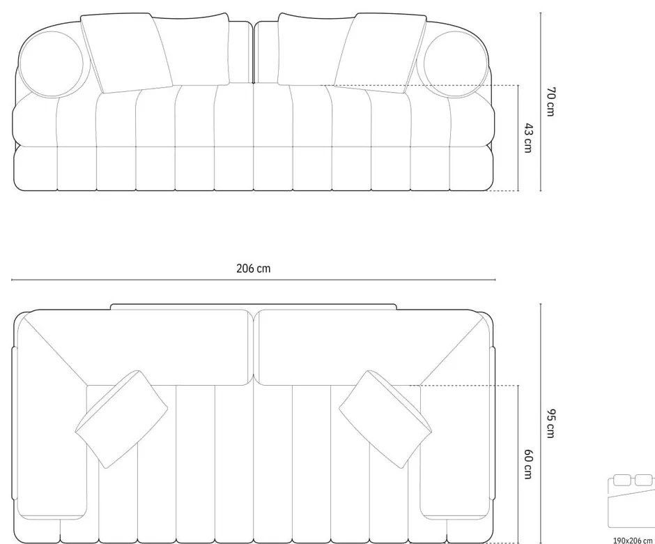 Zielona aksamitna rozkładana sofa 206 cm Kemi – Cosmopolitan Design