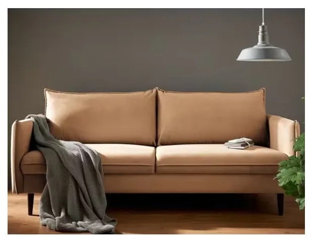Brązowa aksamitna sofa 203 cm Juli – Ropez
