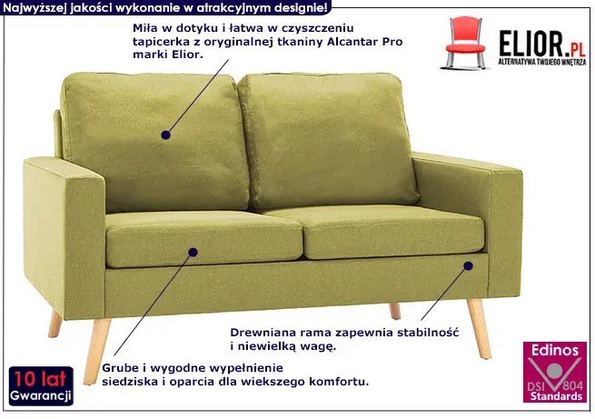 2-osobowa zielona sofa - Muria 2Q