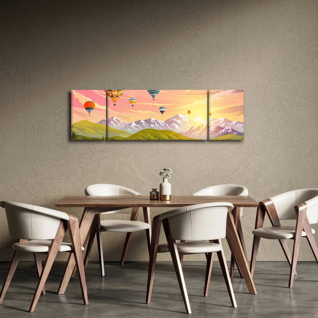 Obraz balonów nad krajobrazem (170x50 cm)