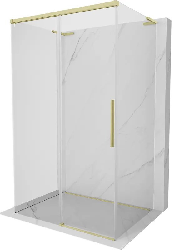 Mexen Rox-3S L kabina prysznicowa 3-ścienna rozsuwana 155 x 110 cm, transparent, złota szczotkowana - 8C2L-155-110-55-00-3S