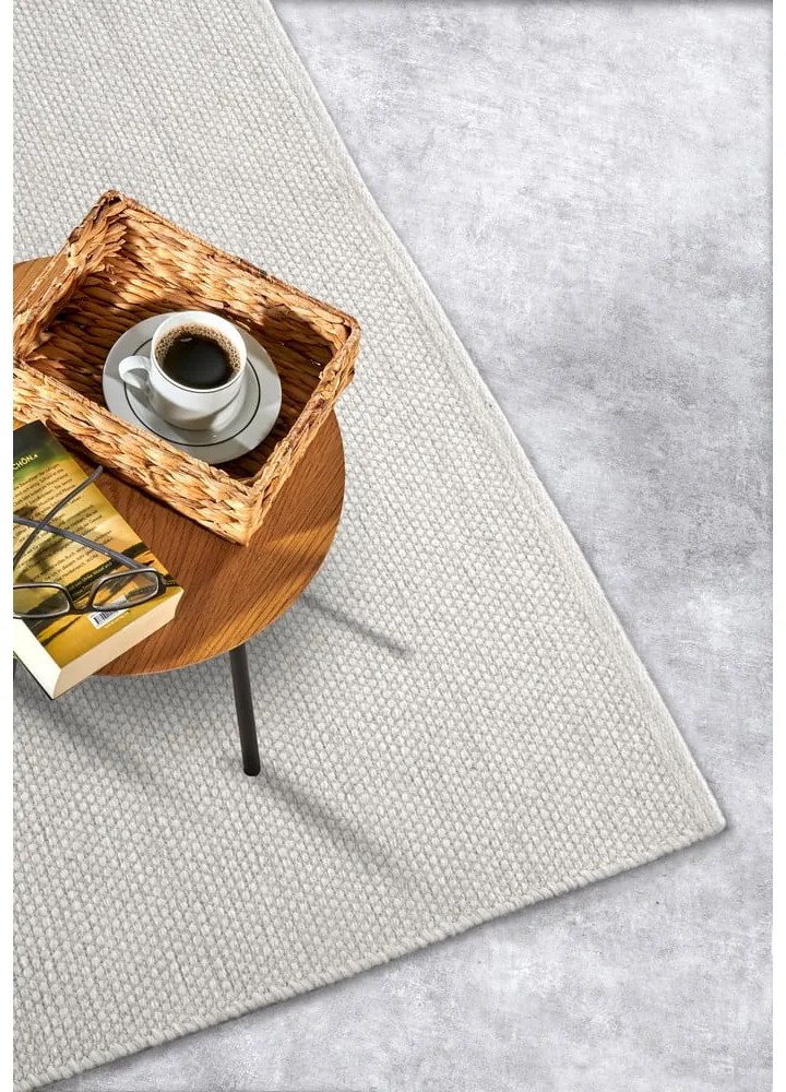 Kremowy dywan z mieszanki wełny tkany ręcznie 60x90 cm Pradesh Natural White – Elle Decoration