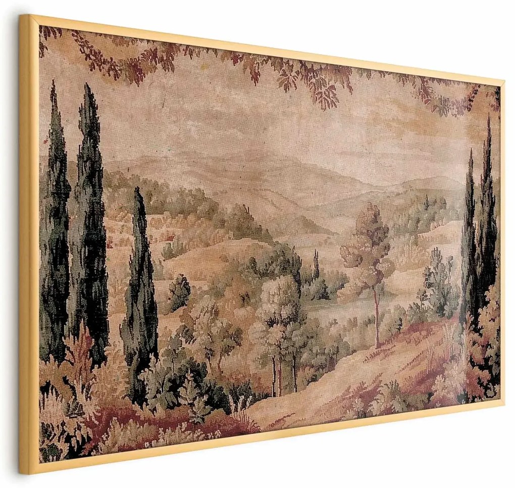 Plakat Śródziemnomorski krajobraz 60x90 cm z ramą złotą bez marginesu ARTGEIST B