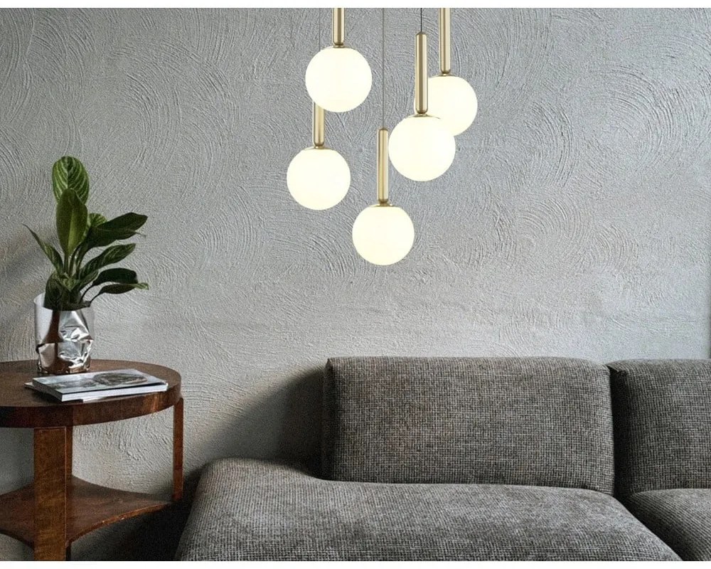 Lampa wisząca w kolorze złota ze szklanym kloszem ø 34 cm One – Squid Lighting